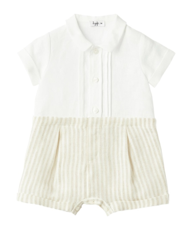 Il Gufo Short-sleeved Romper In White