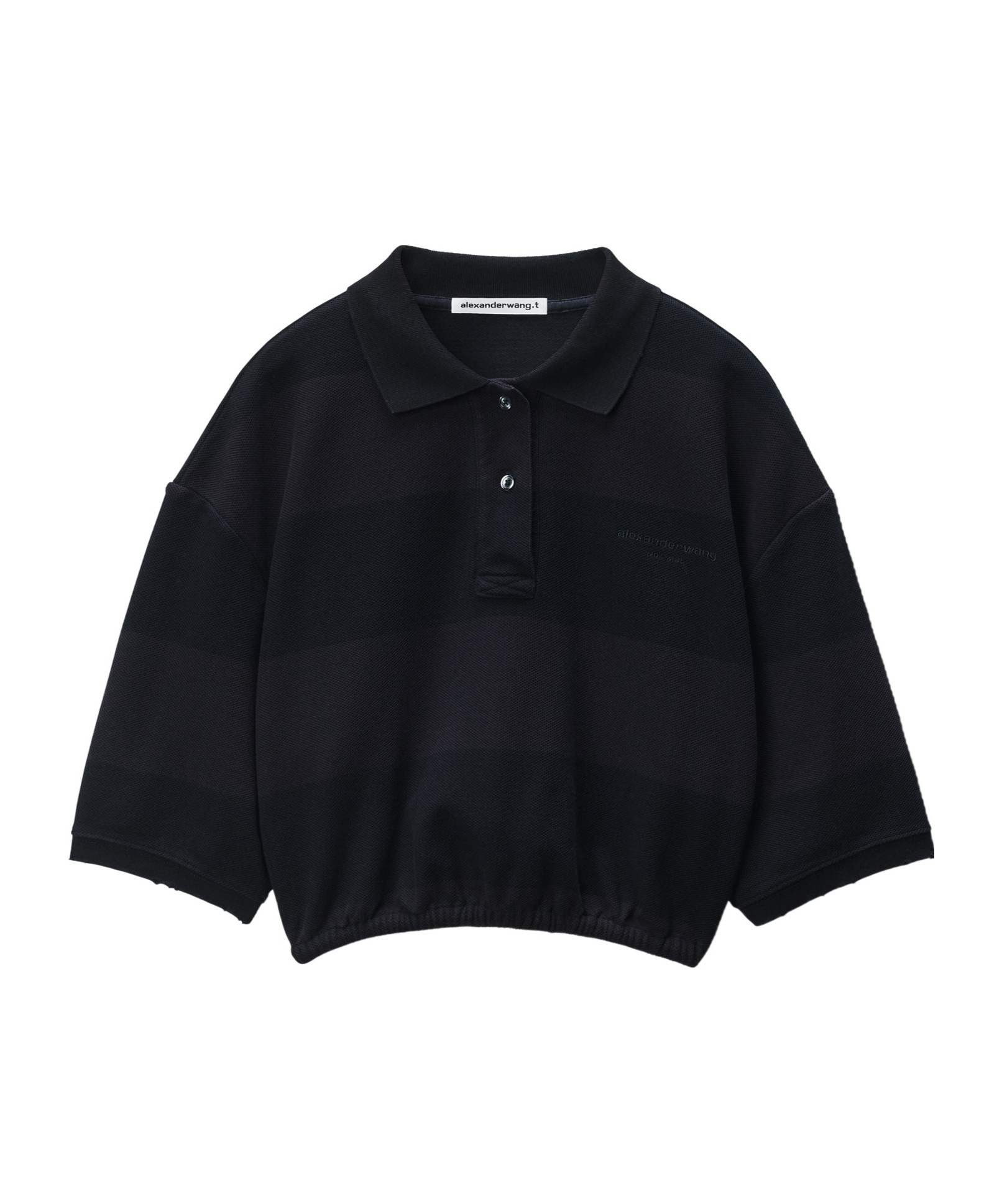 Alexander Wang T Black Striped Pique Polo In Black