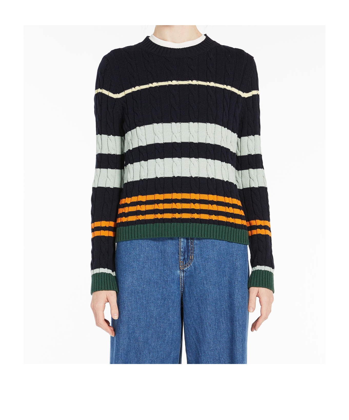 Weekend Max Mara Zorro Striped Crewneck Jumper In Black