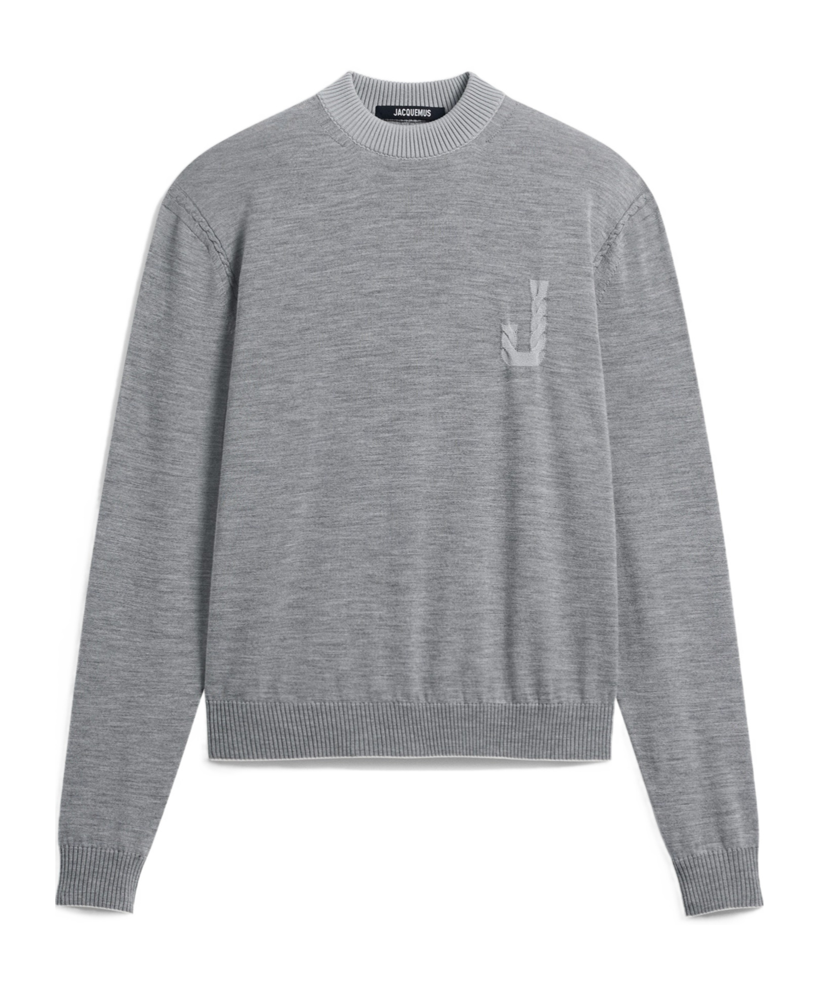 Jacquemus Logo-embroidered Wool Sweater In Gray
