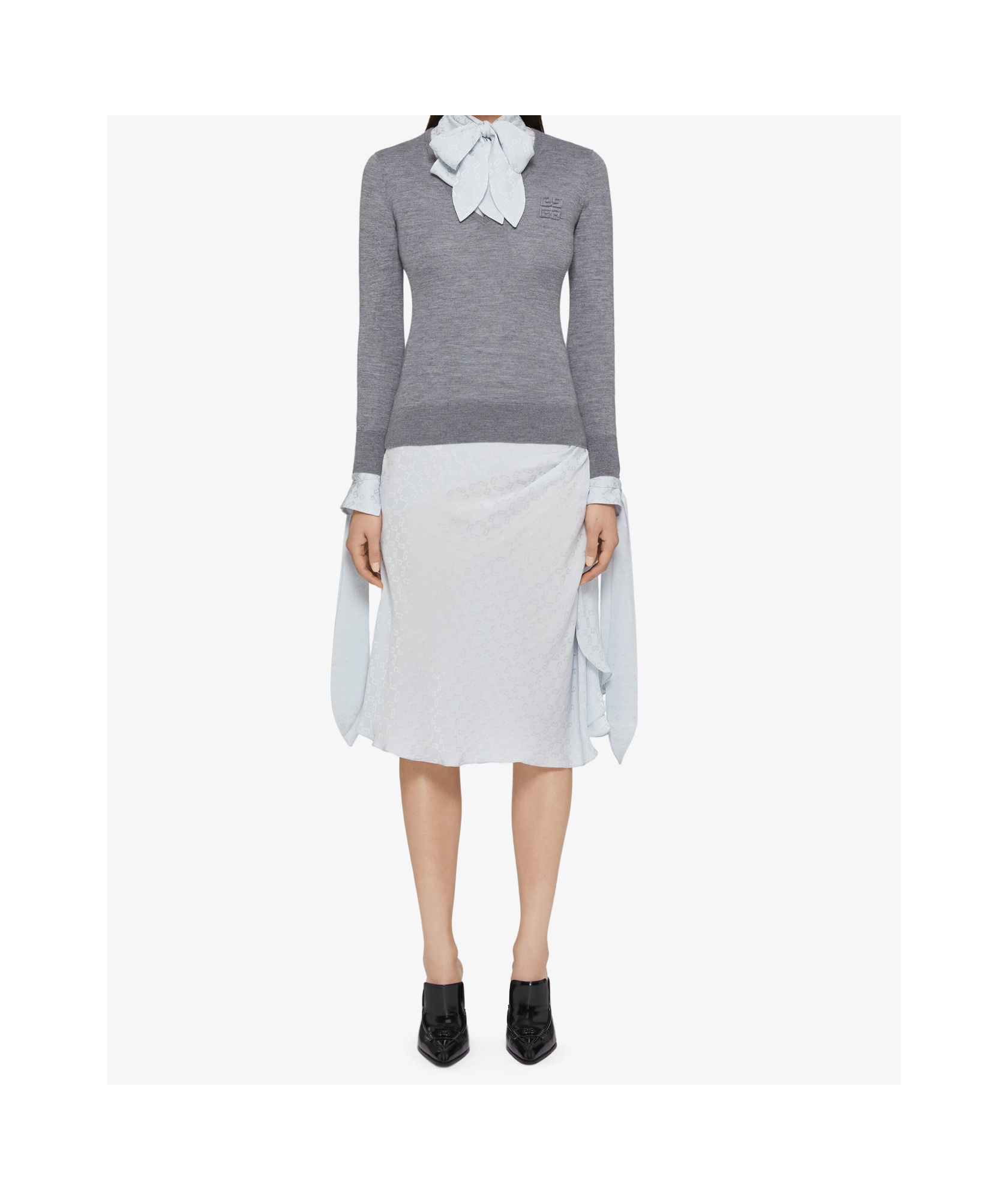 Givenchy Letter Jacquard Skirt In Light Blue