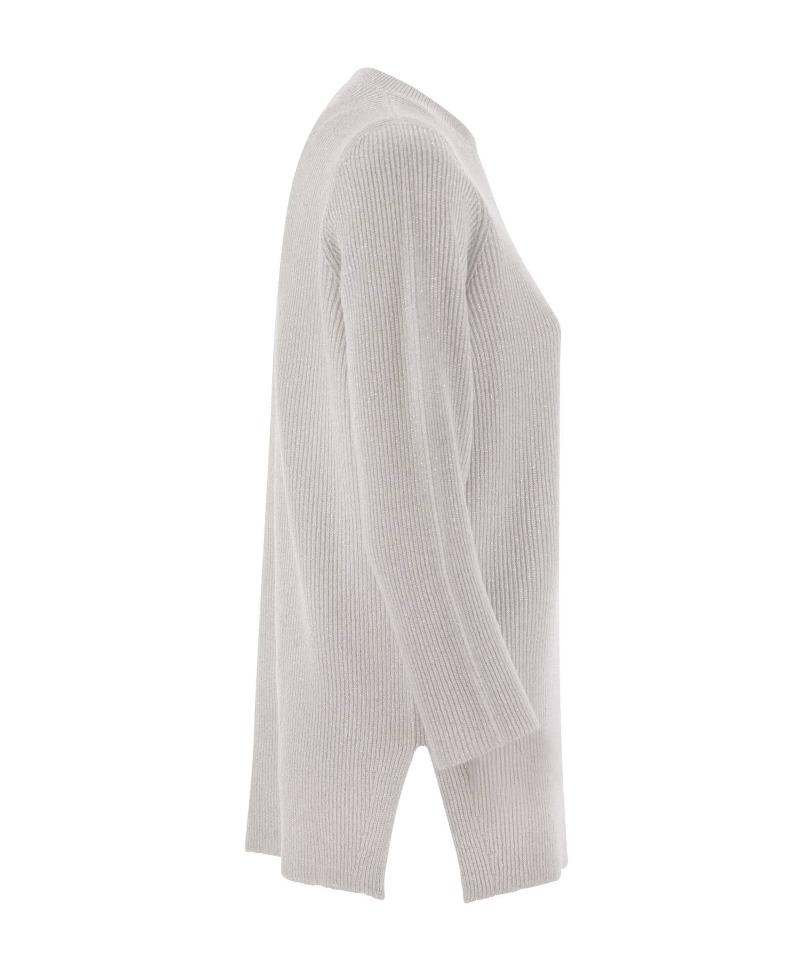 Fabiana Filippi Crew-neck Sweater With Lurex In Gray