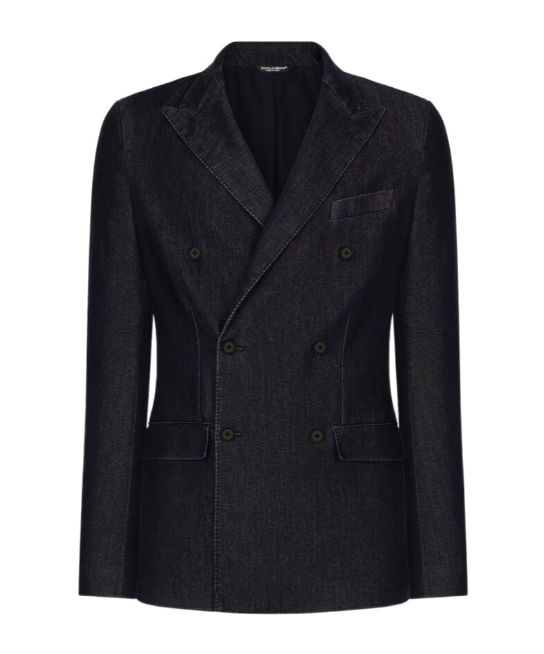 Dolce & Gabbana Double-breasted Taormina-fit Denim Jacket In Black