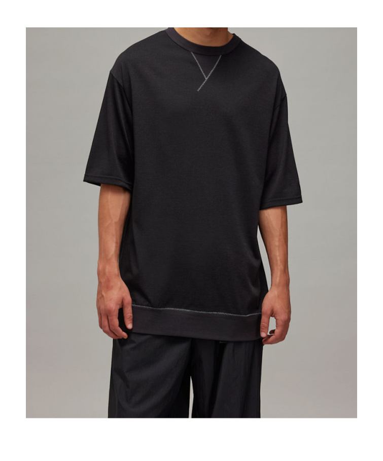 Y-3 Open-necked Black Shirt In Black