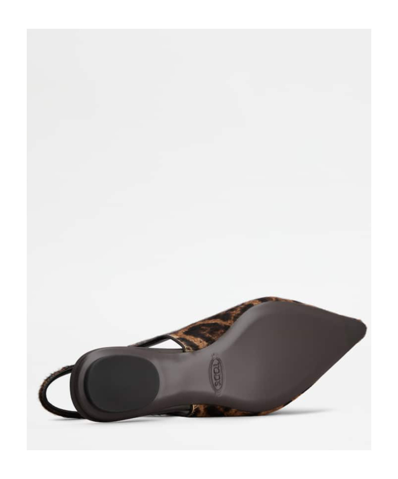 Tod's Slingback Ballerinas In Pony Effect Leather In Animal Print