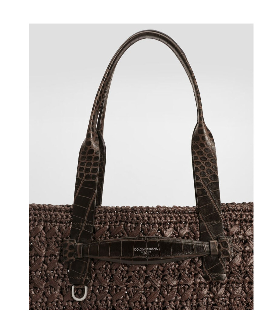 Dolce & Gabbana Crochet Tote Bag Woven Texture In Black