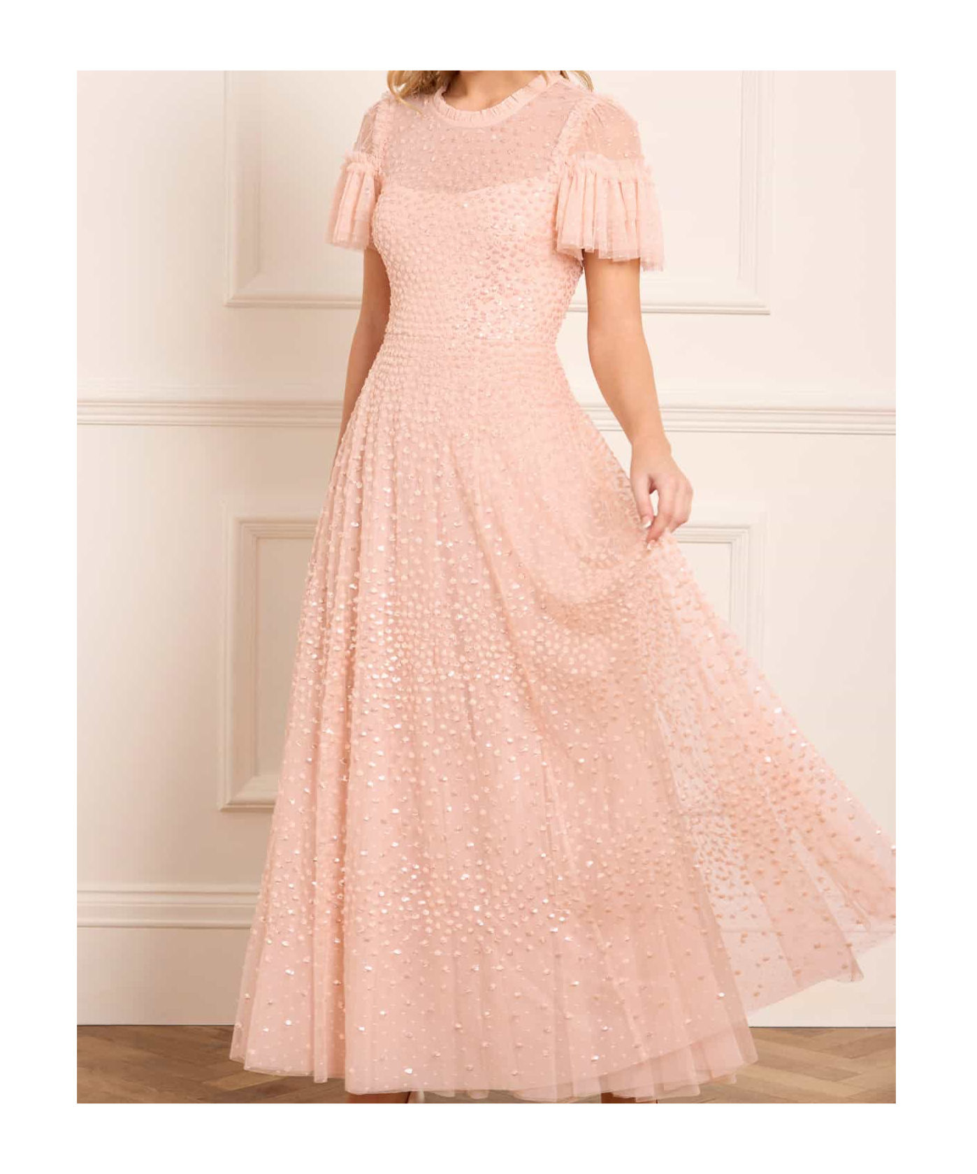 Needle & Thread Deco Dot Gloss Gown In Pink