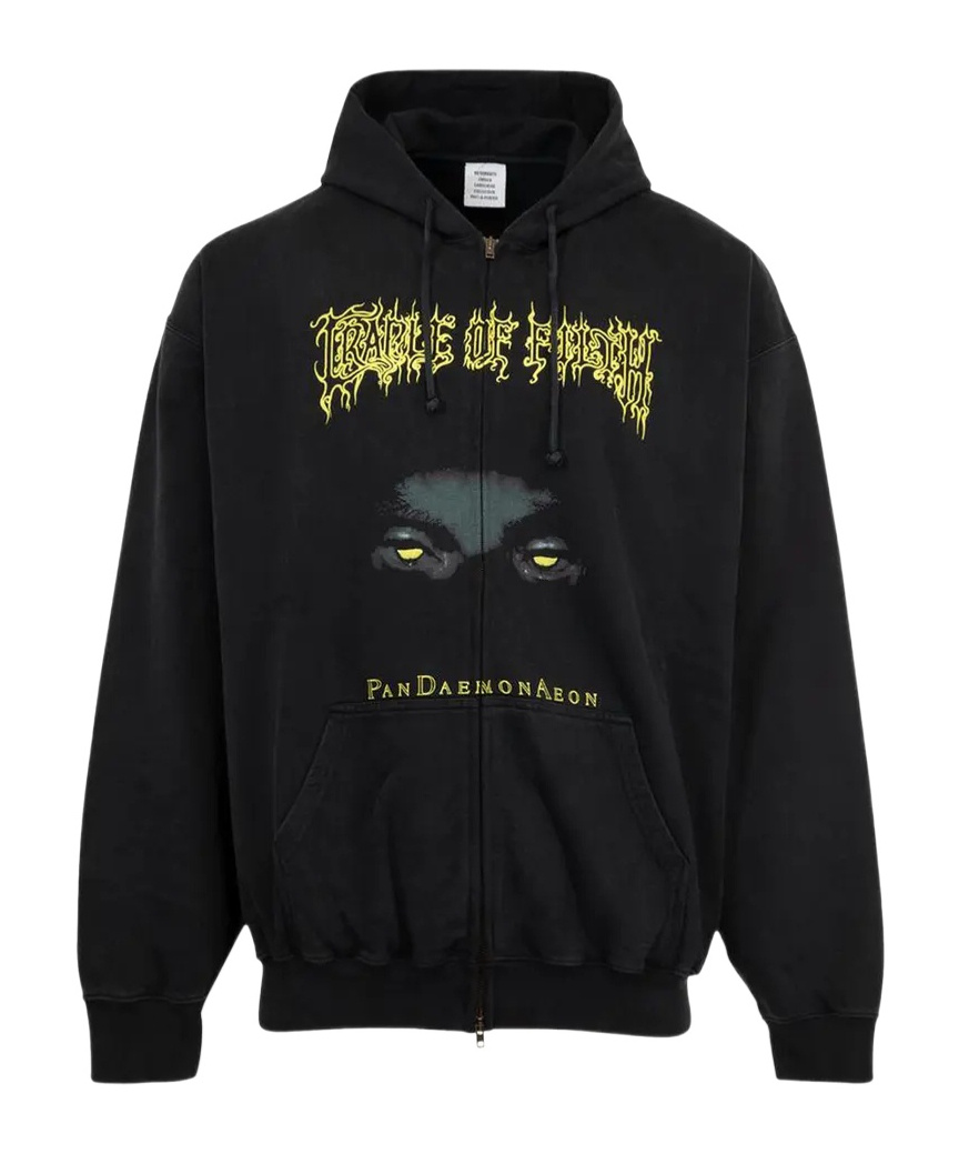 Vetements Mens Black Pandaemonaeon Relaxed-fit Cotton-jersey Hoodie In Black