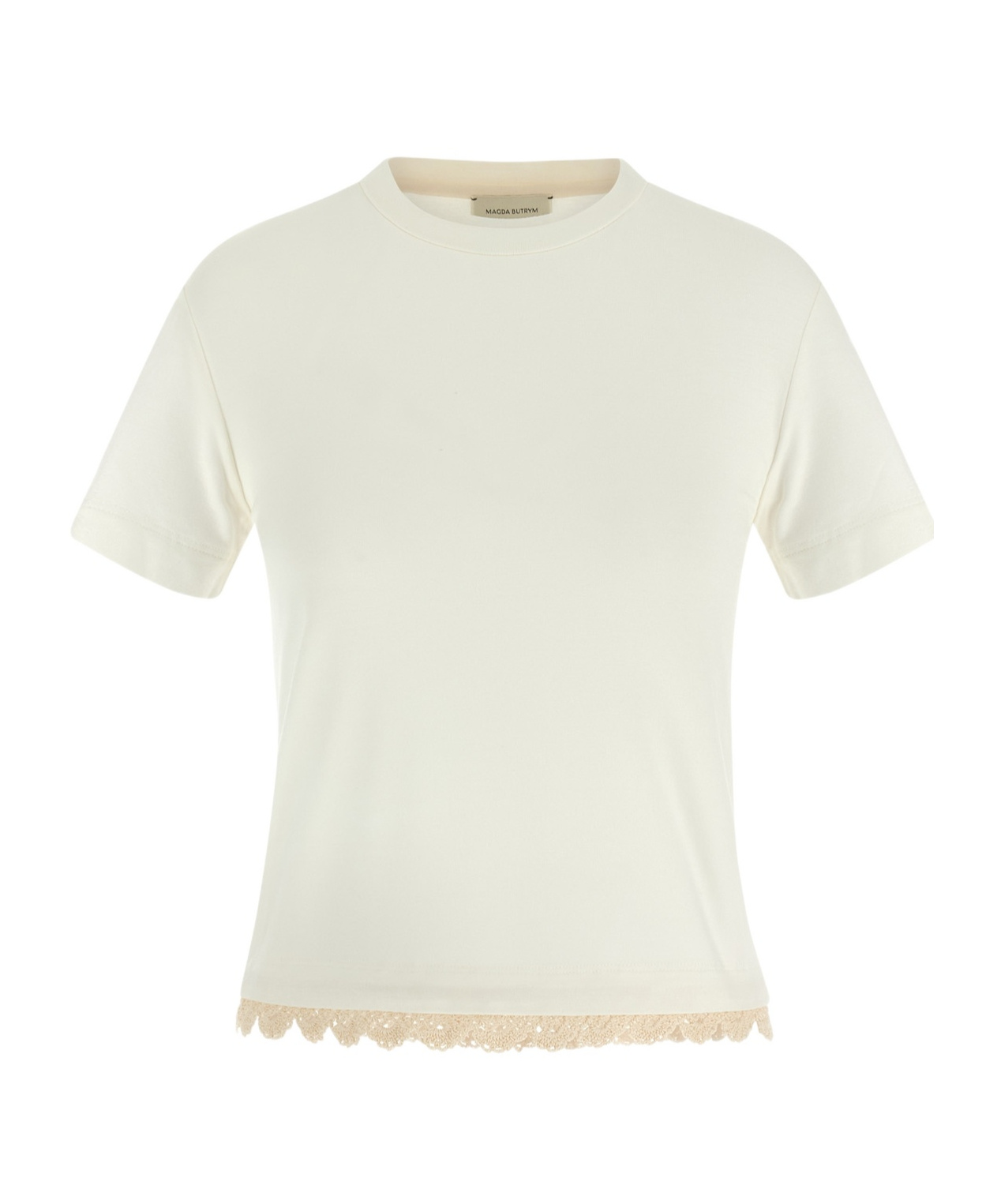 Magda Butrym Crochet-trimmed Cotton-jersey T-shirt In White