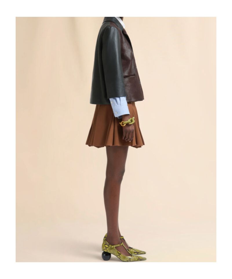 Marni Brown Wool Pleated Mini Skirt In Brown