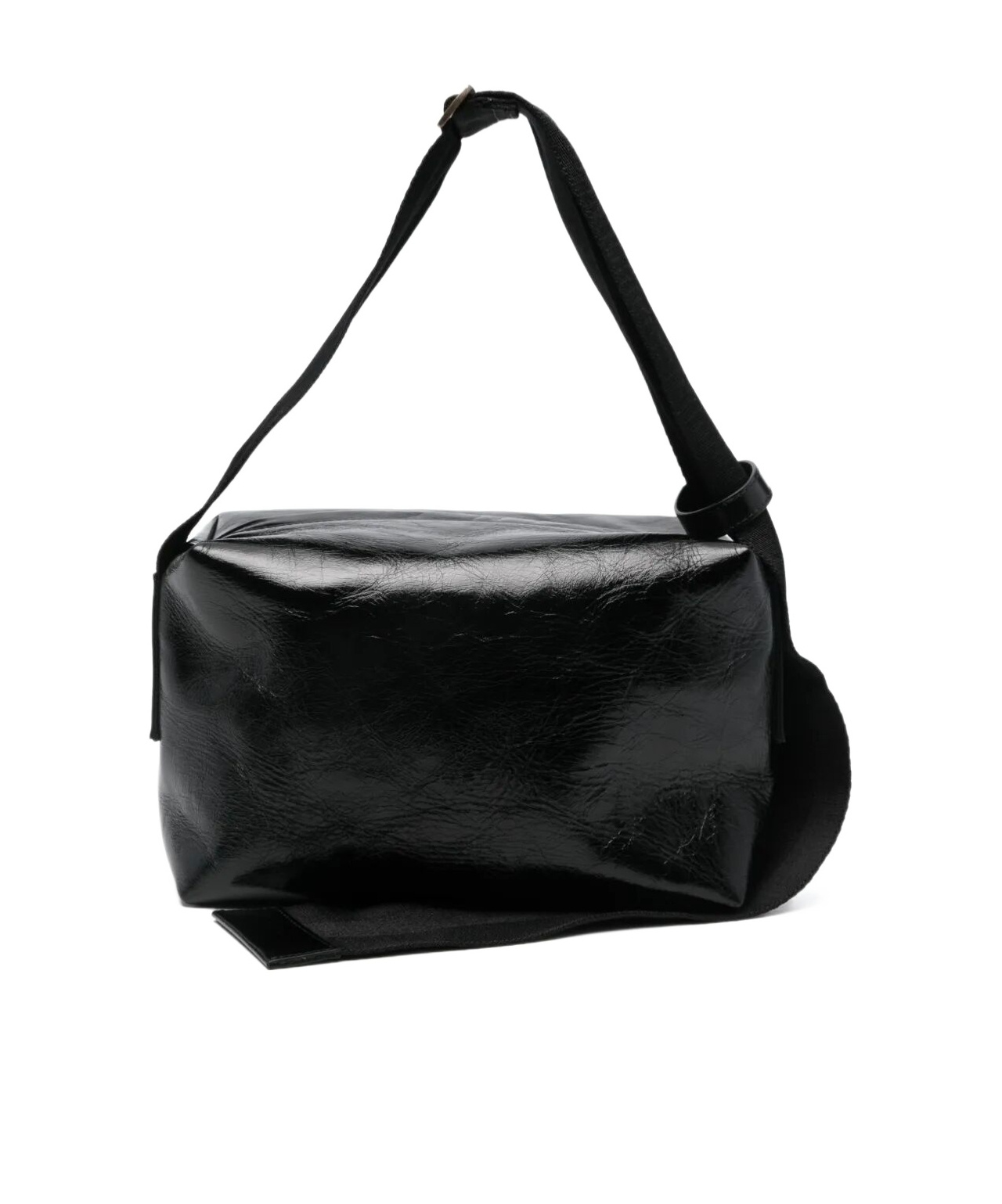 Uma Wang Black Leather Medium Shoulder Bag In Black