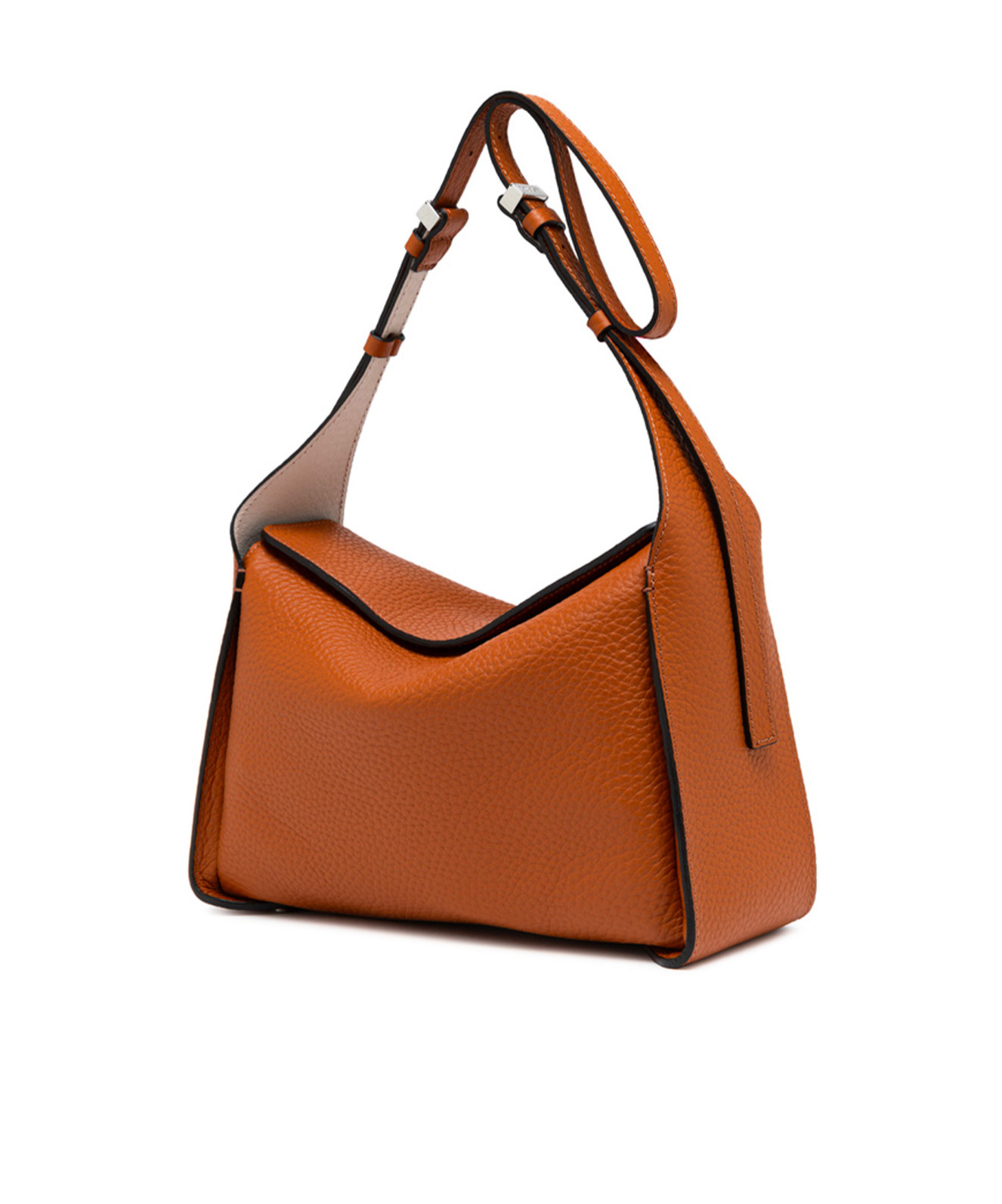 Gianni Chiarini Penelope Shoulder Bag In Double Grain Maxi Leather In Brown
