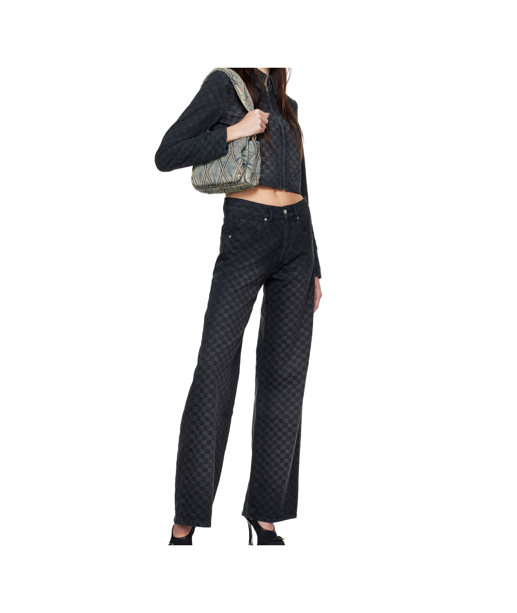 Misbhv Jacquard Monogram Jeans In Black