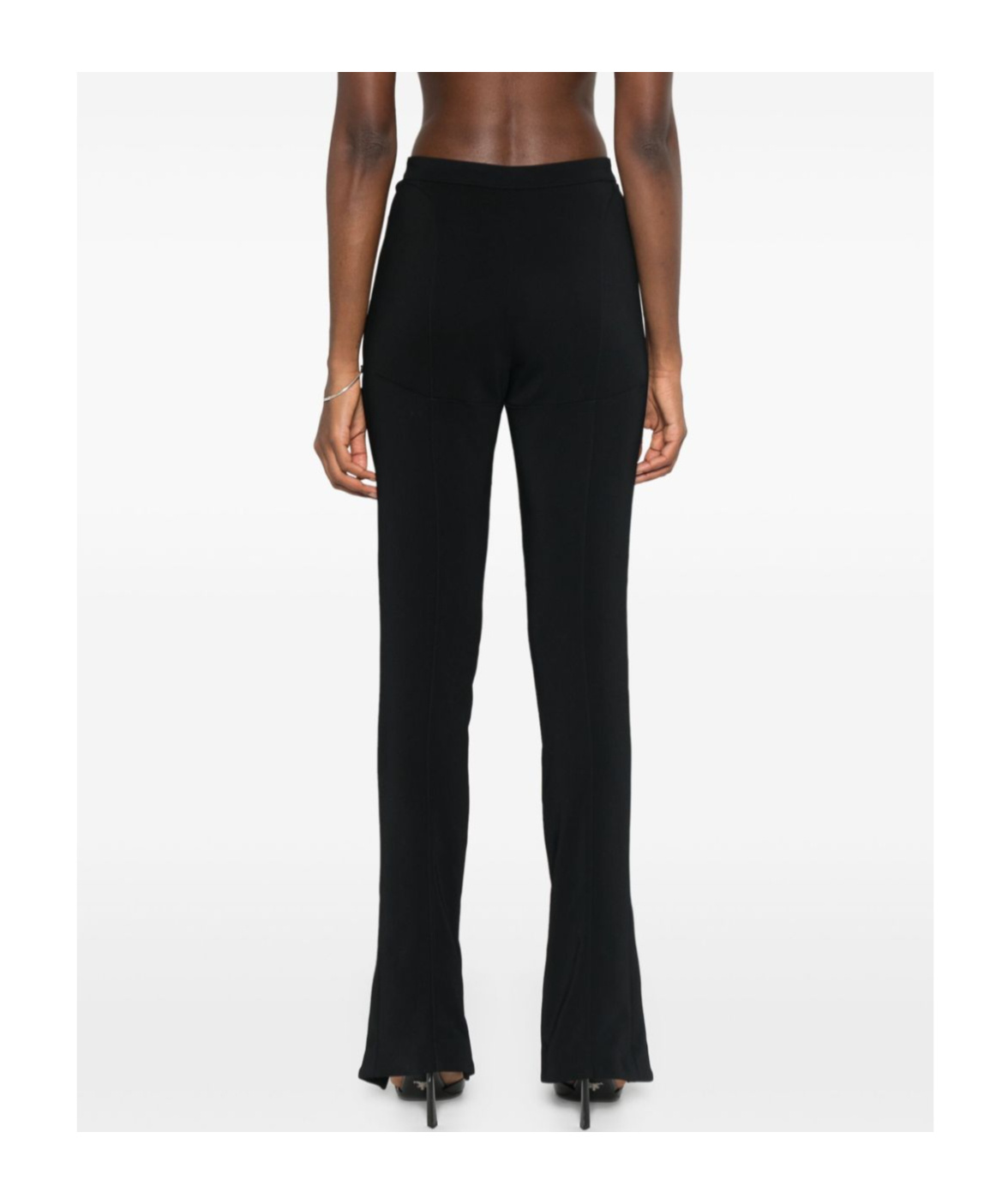 Mugler Piercing Detail High-waisted Trousers With Ankle Slit In Black