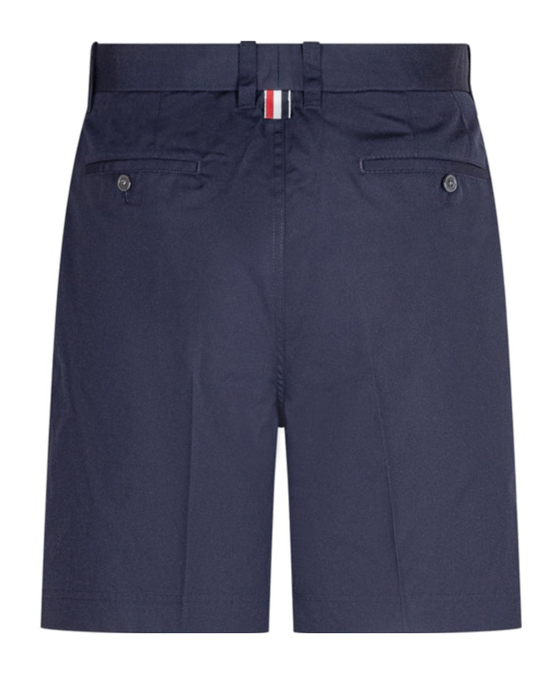 Thom Browne Blue Bermuda Pants With Logo Patch On The Rear And Belt Loops In Navy