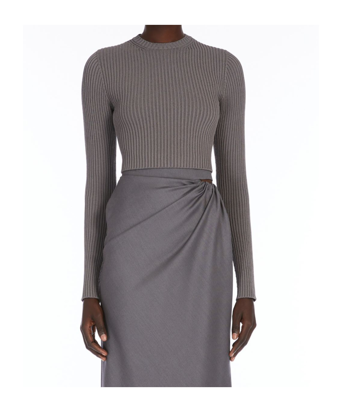 Max Mara Long-sleeved Sweater In Gray