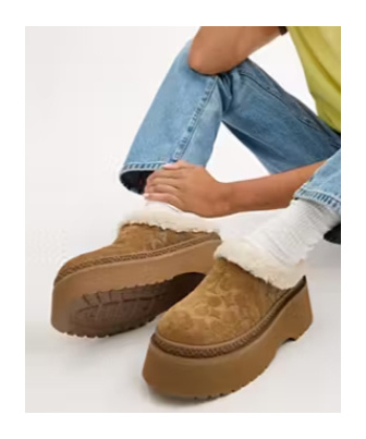 Coach Monogram Suede Mules In Brown