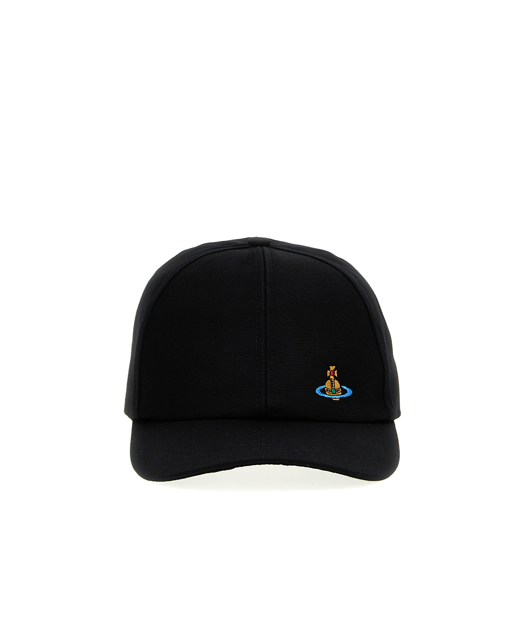 Vivienne Westwood Uni Colour Baseball Cap With Orb Embroidery In Black