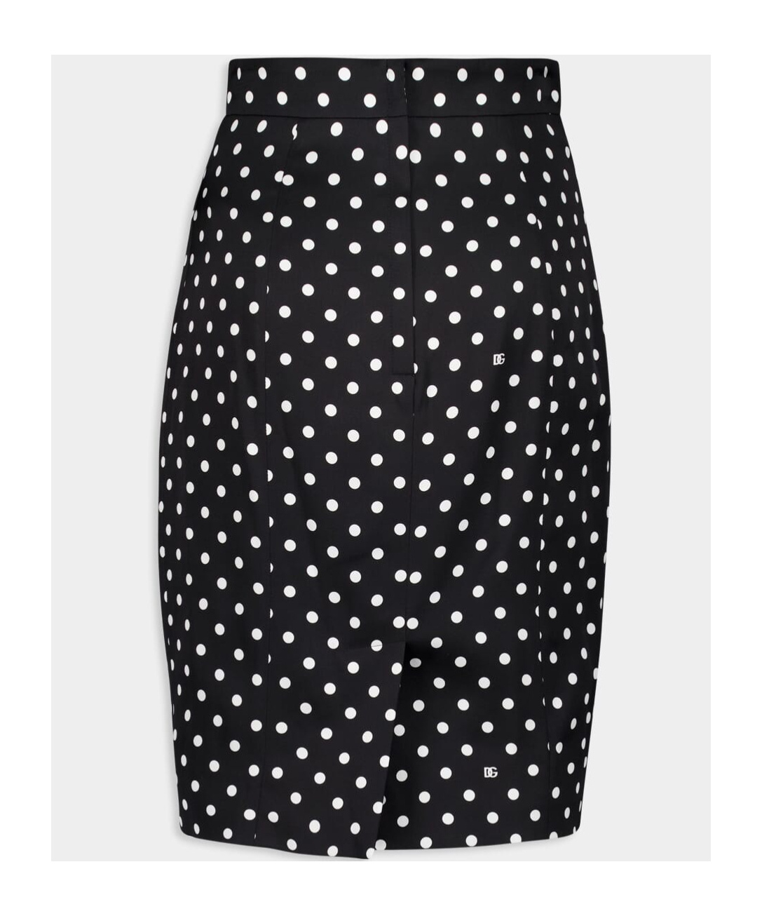 Dolce & Gabbana Capri Polka-dot Charmeuse Pencil Skirt In Black