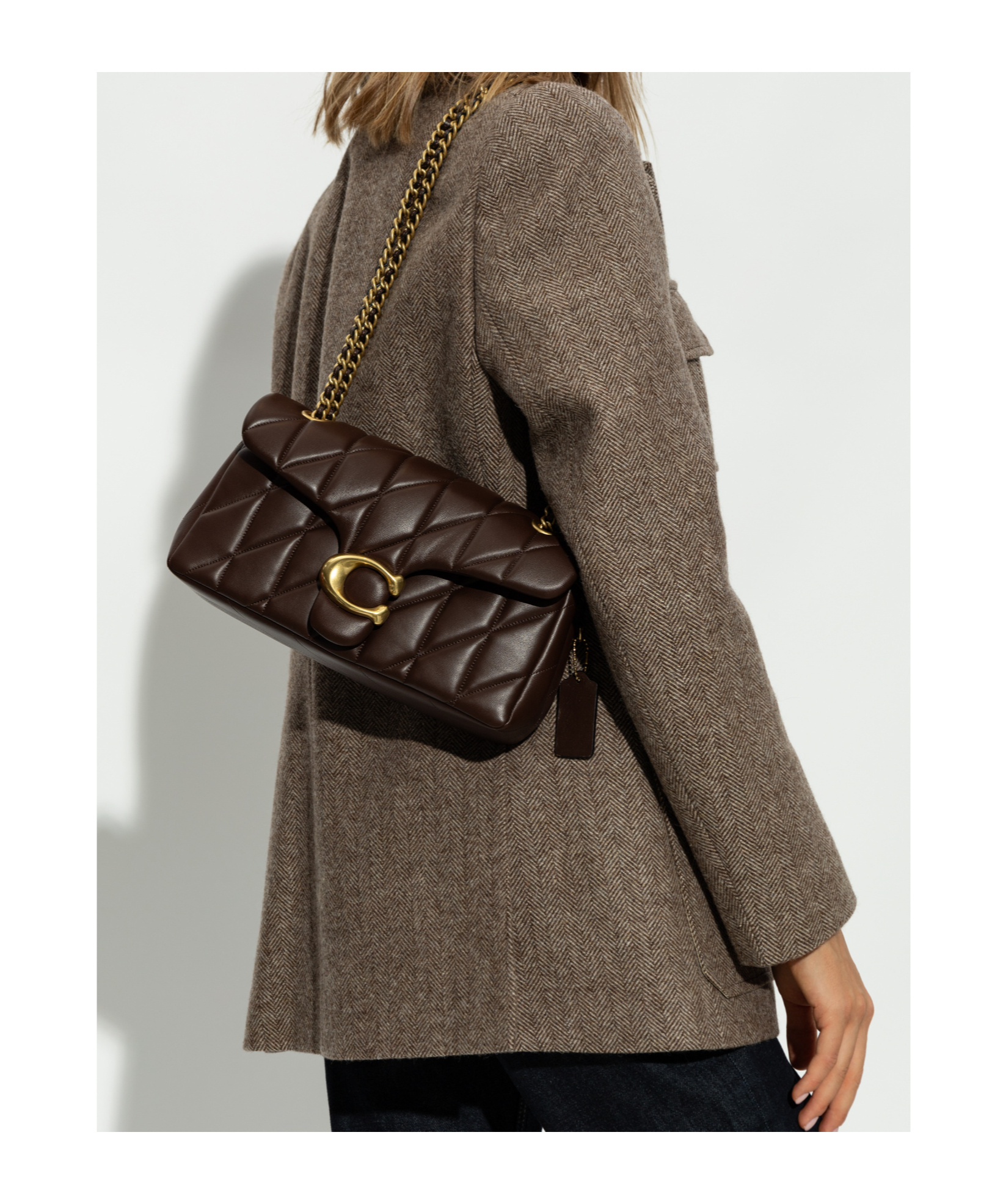 Coach Quilted Tabby Shoulder Bag 26 With Chain Handbags Bordeaux In Brown