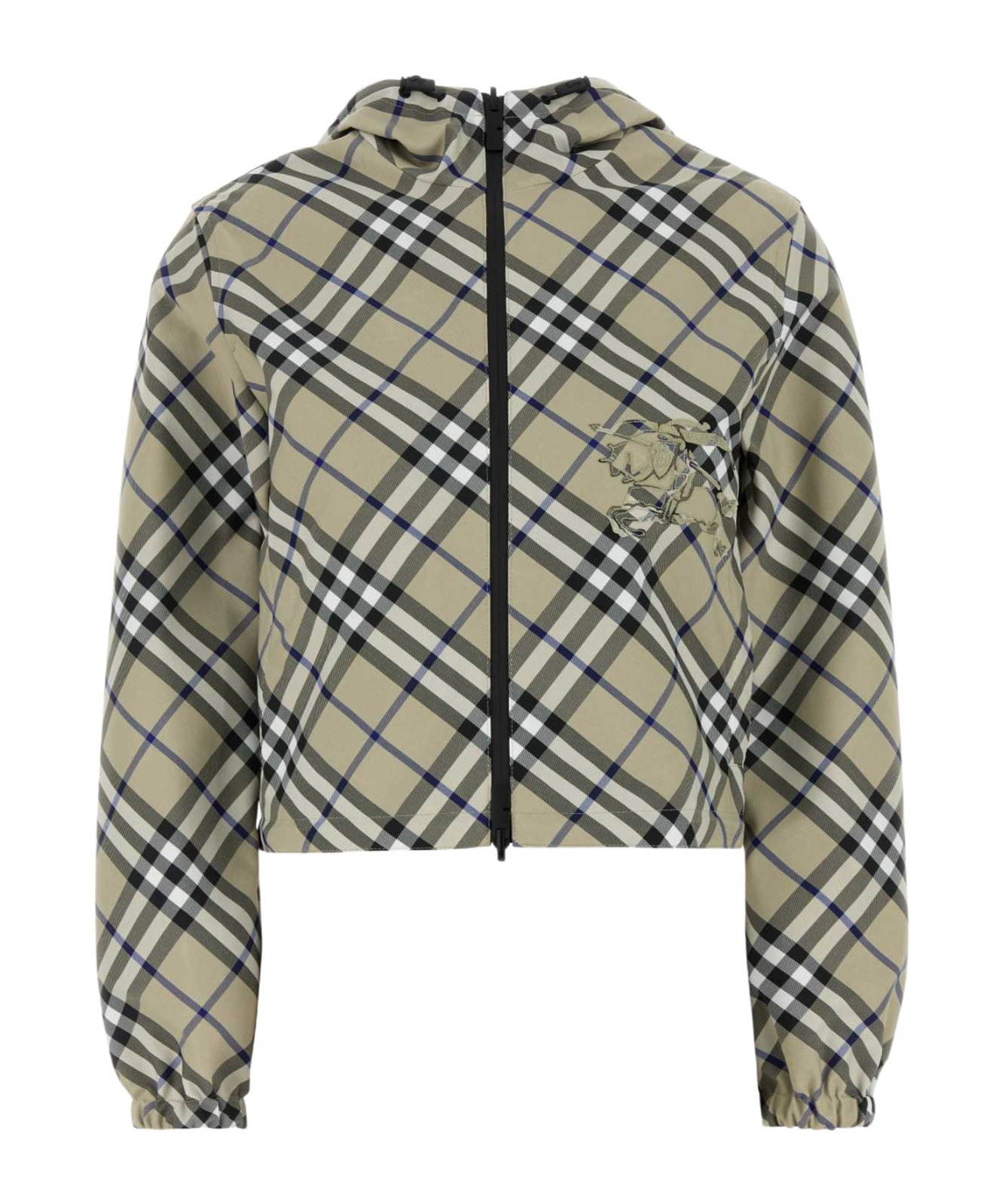 Burberry Cropped Reversible Check Jacket In Green