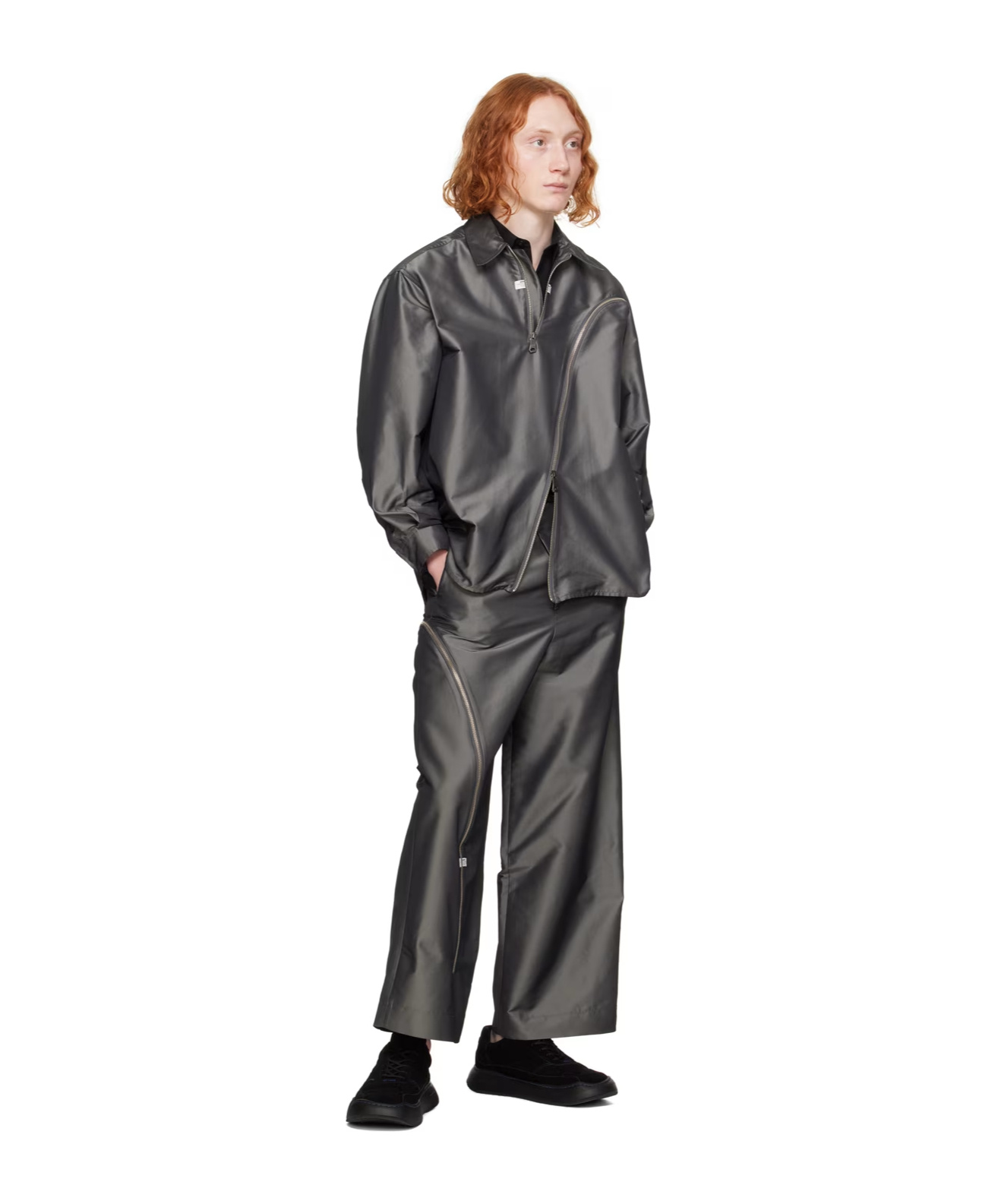 Ader Error Zip Belt Loop Casual Pants In Black