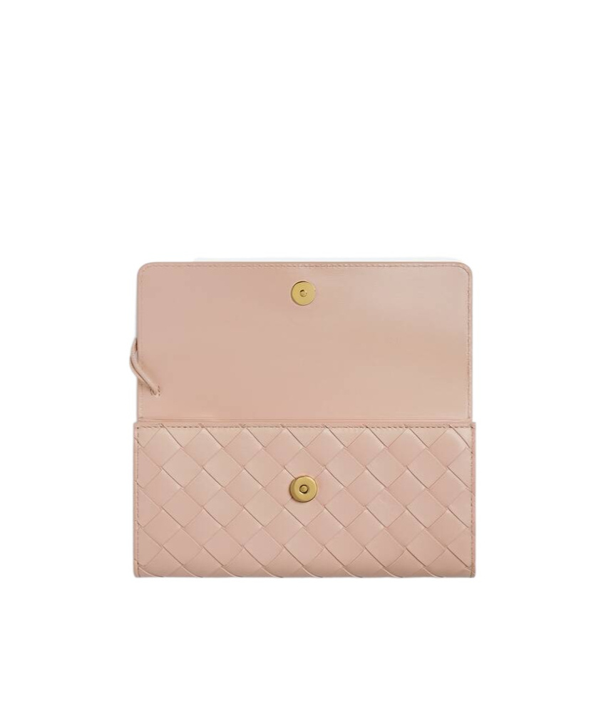 Shop Bottega Veneta Andiamo Large Flap Wallet In Nude