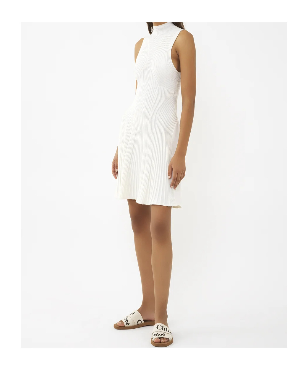 Chloé Off-white Sleeveless Midi Dress In White