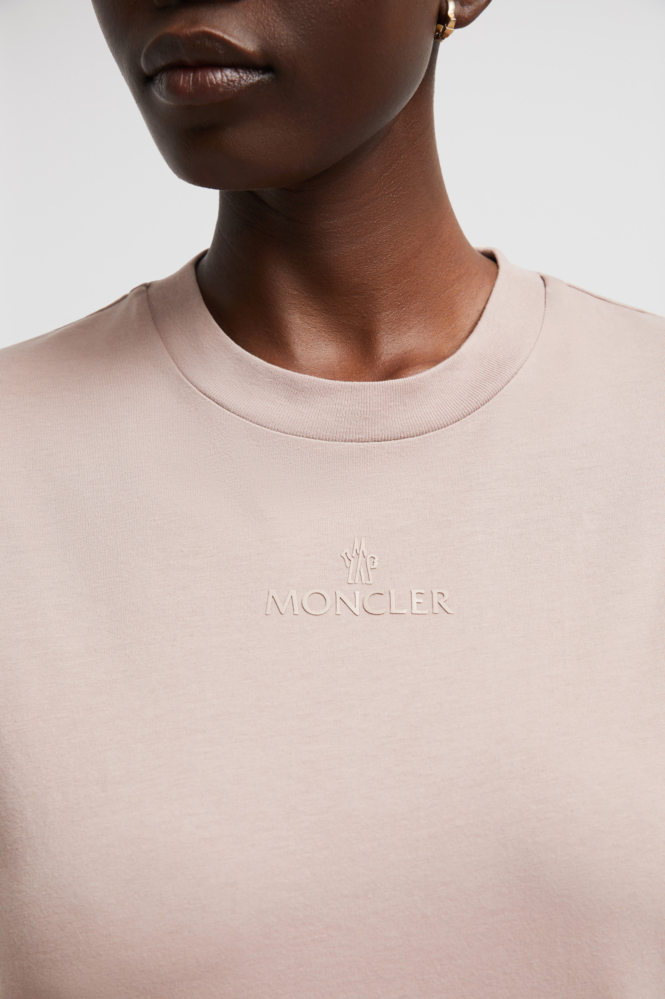 Moncler Logo-patch Cotton T-shirt In Nude