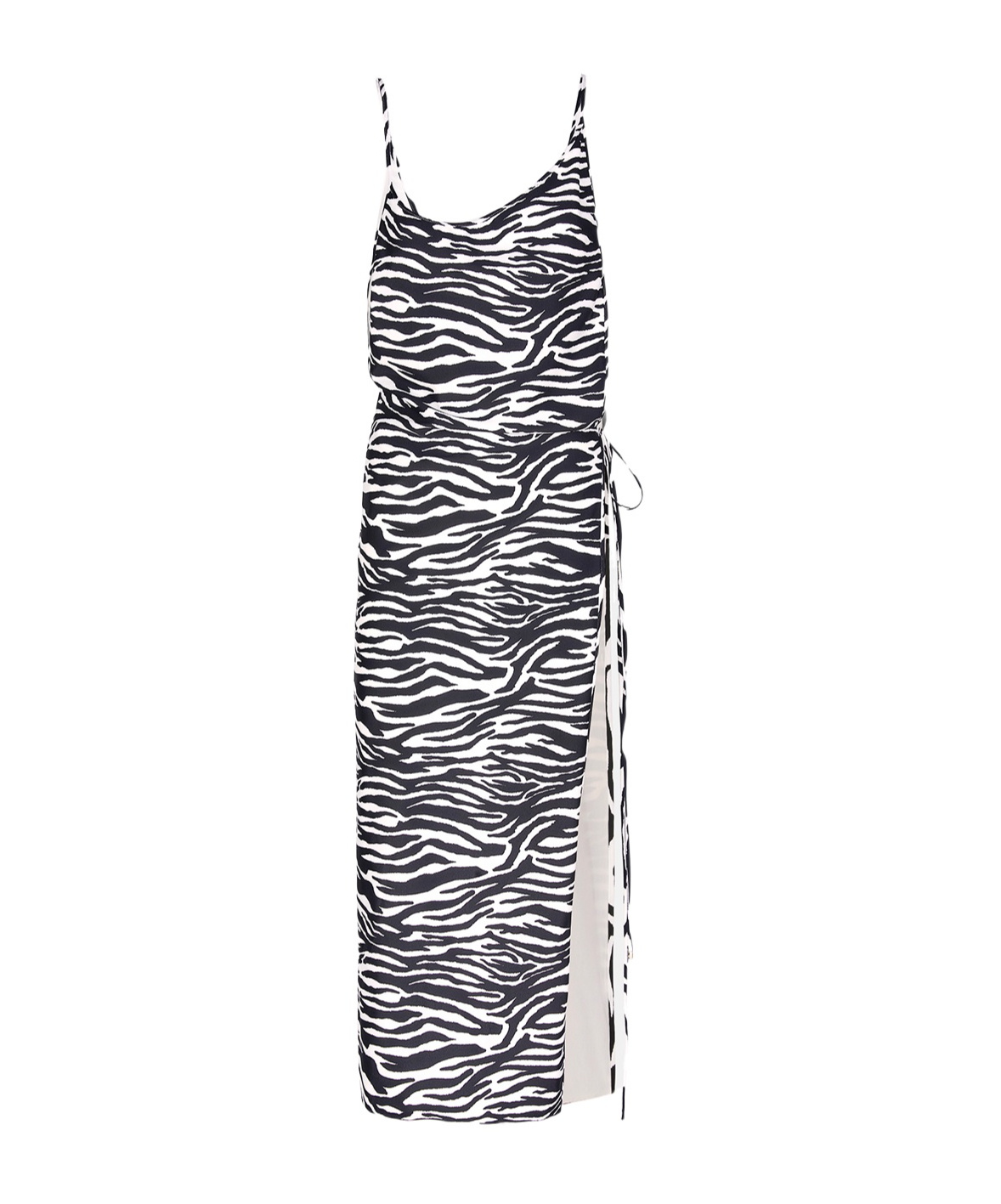 Attico Zebra Print Spaghetti Strap Beach Dress In Black
