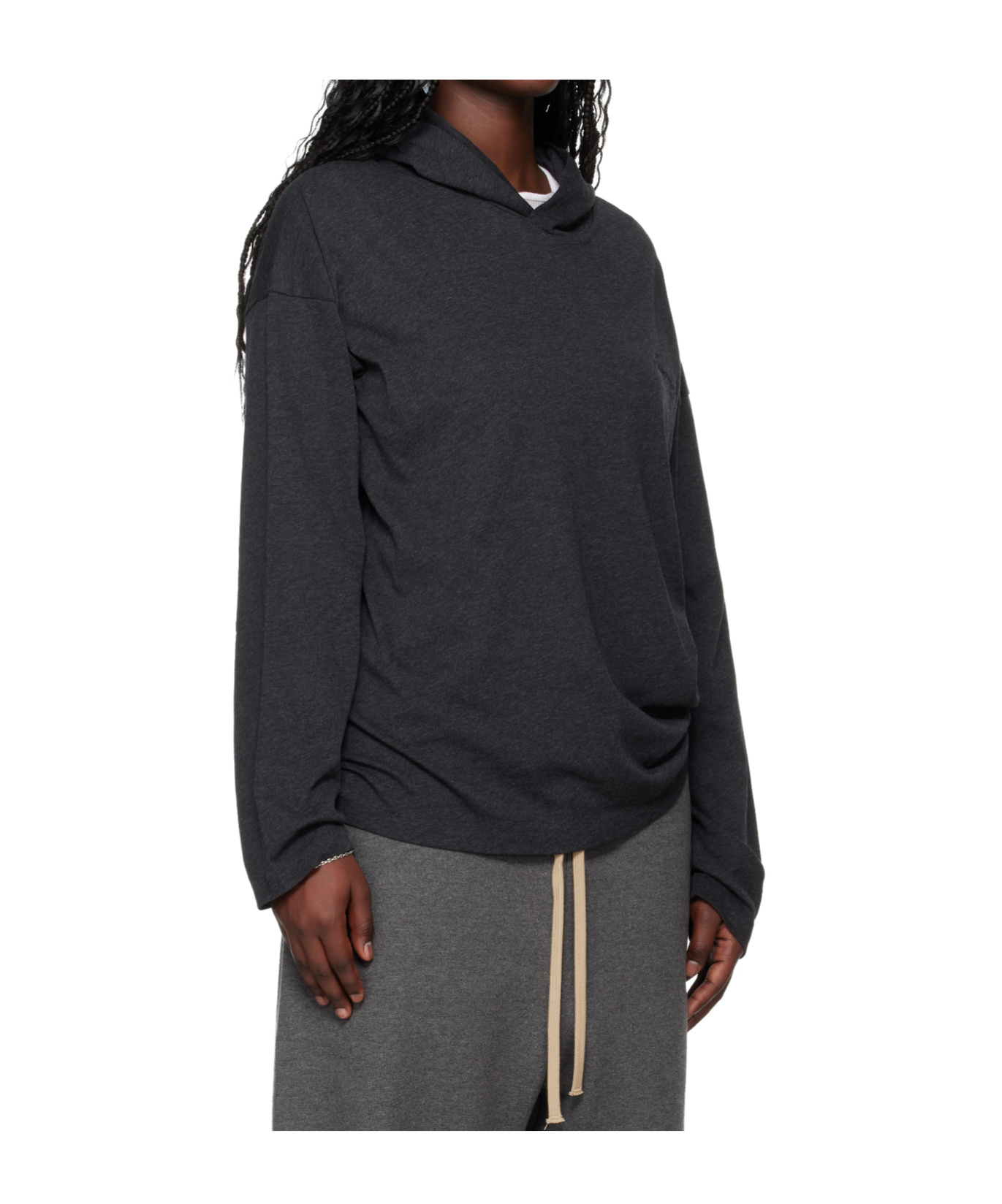 Essentials Gray Holiday Embroidered Classic Fit Long Sleeve Hoodie In Black