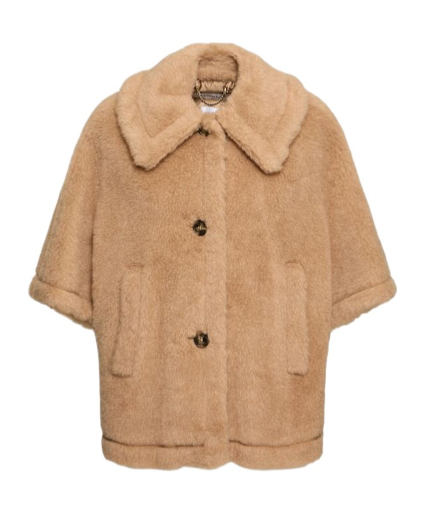 Max Mara Relaxed Silhouette Camel Coat With Oversized Sleeves