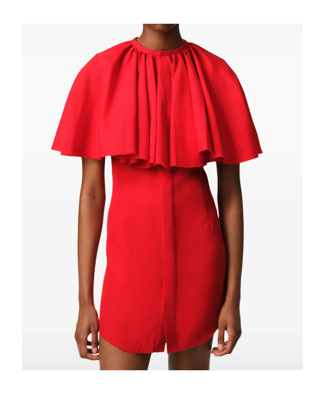 Ami Alexandre Mattiussi Red Wool Shirt Dress With Ruff Red In Red