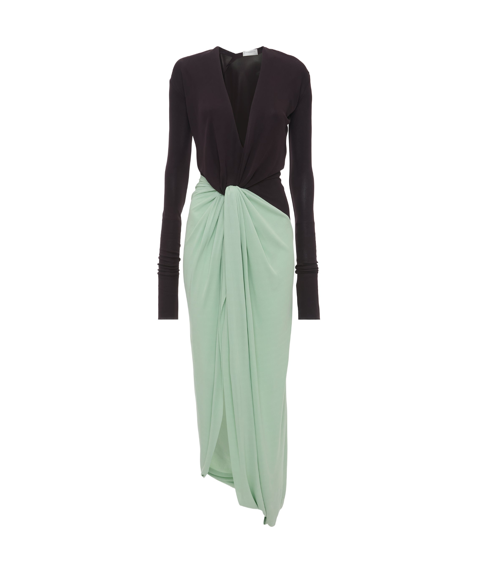 Victoria Beckham Knotted Jersey Gown In Black