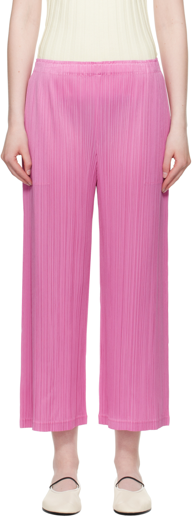 Issey Miyake Straight-leg Casual Pants In Pink