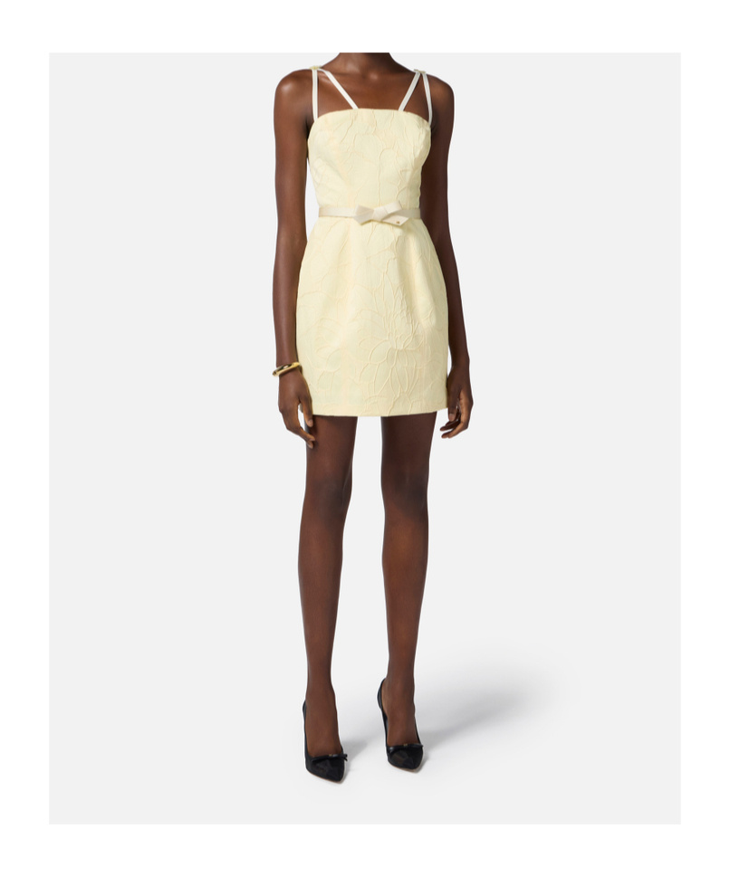 Elisabetta Franchi Floral Pattern Mini Dress In Nude