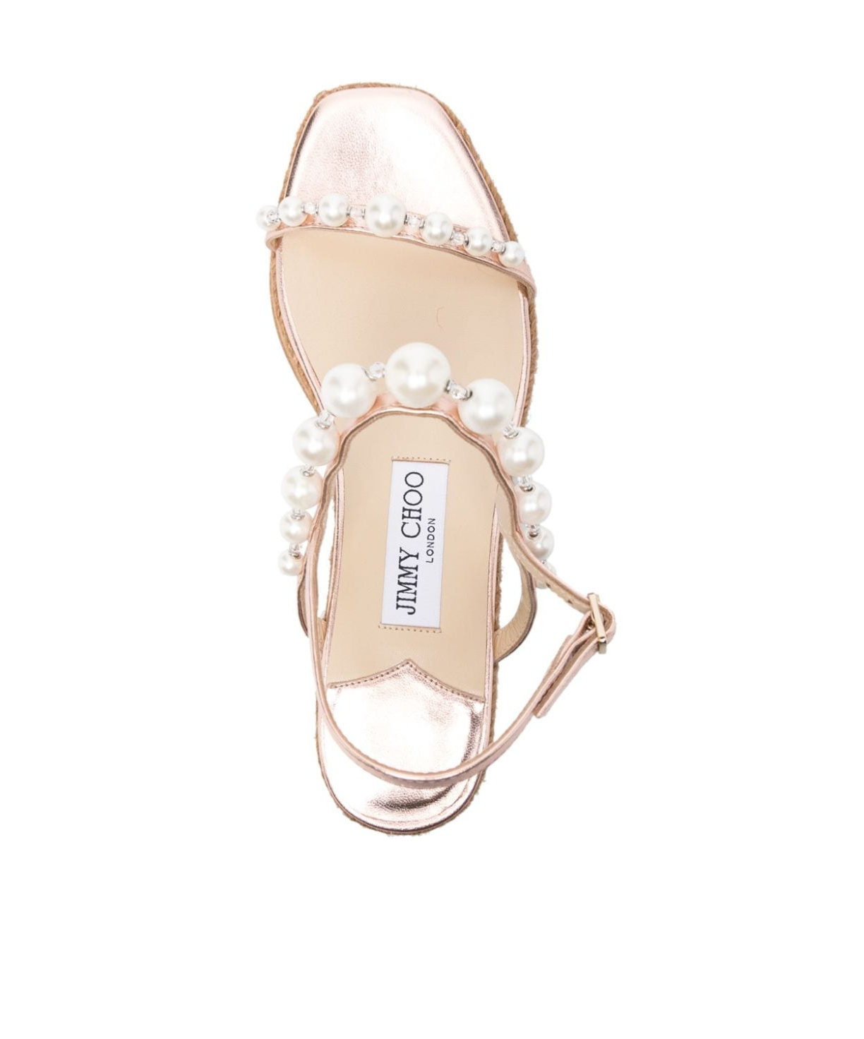 Jimmy Choo Amatuus Pearl-embellished Leather Wedge Sandals In Nude