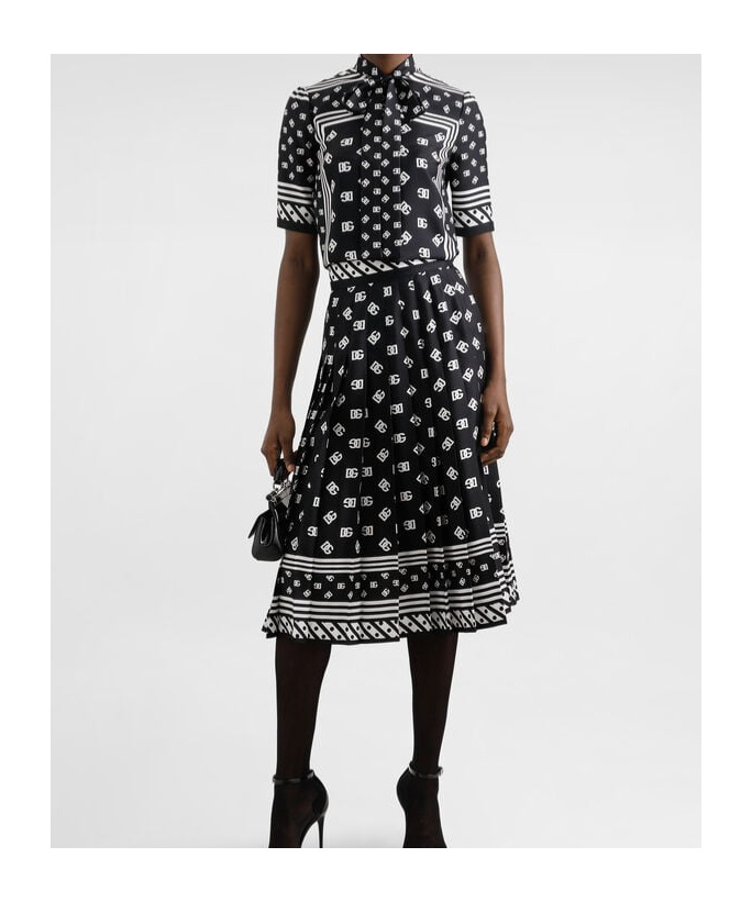 Dolce & Gabbana Dg-print Blouse In Black