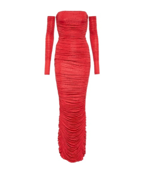 Alex Perry Hyland Embellished Jersey Gown In Red