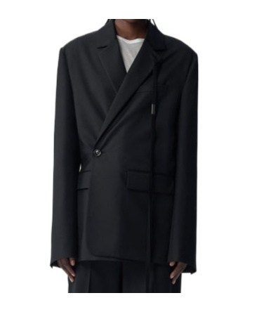 Ann Demeulemeester Elin Asymmetrical Fine-cut Suit Coat In Black