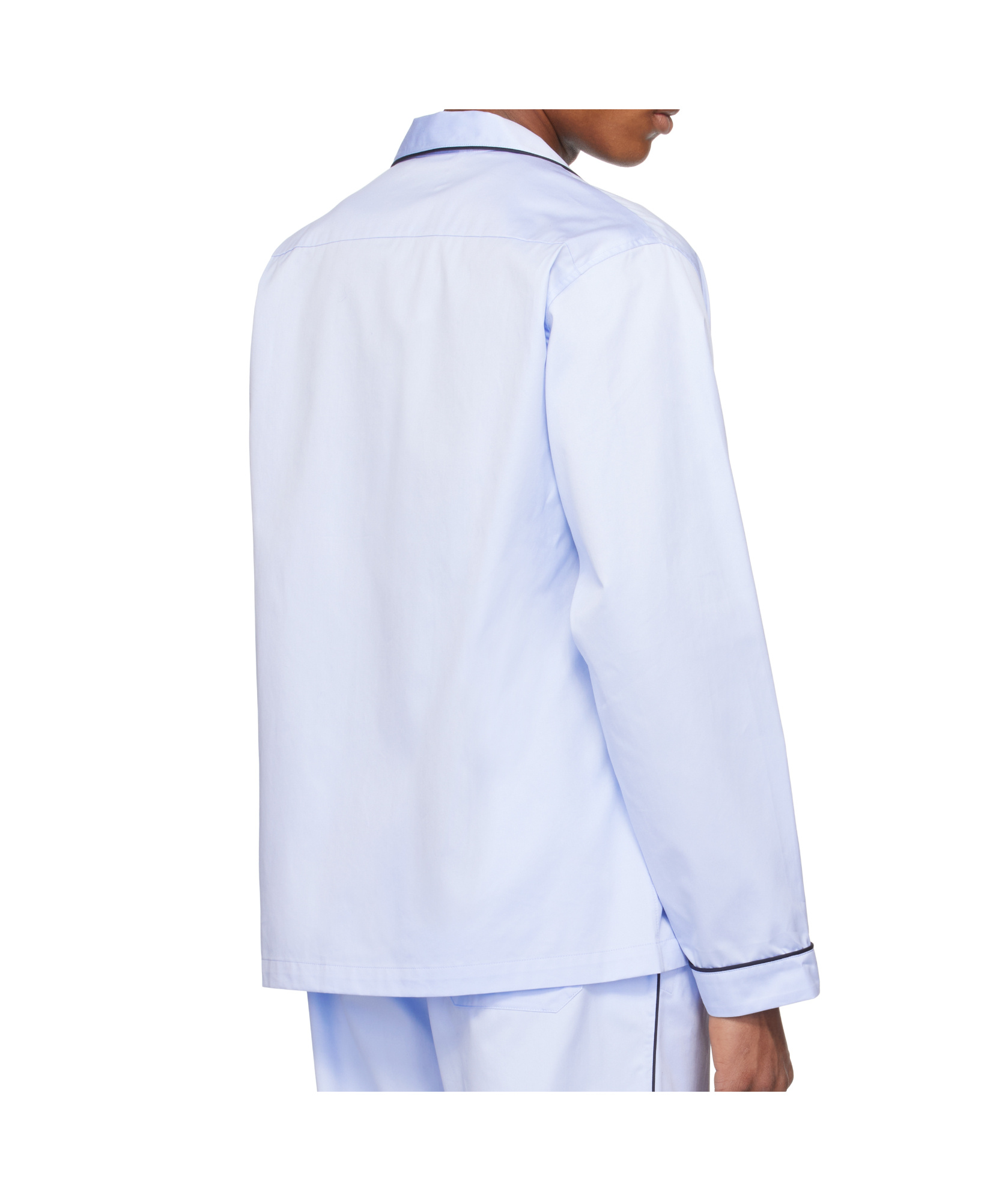 Tekla Blue Sateen Long-sleeved Pyjama Shirt In Blue