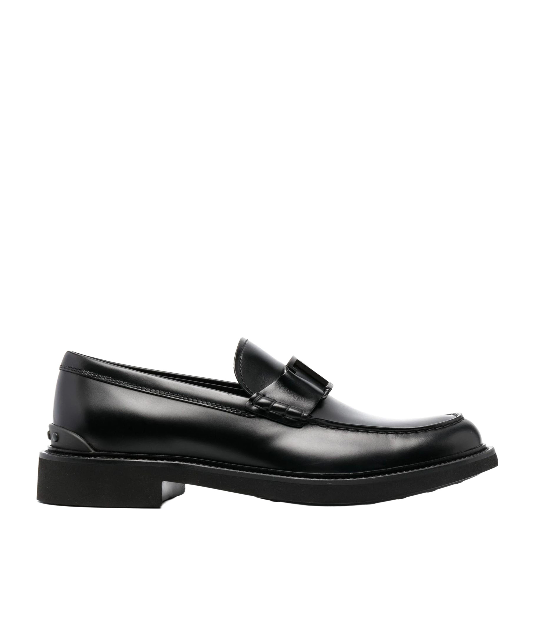Tod's Smooth Leather Moccasin Loafers With Subtle Stitching In Black