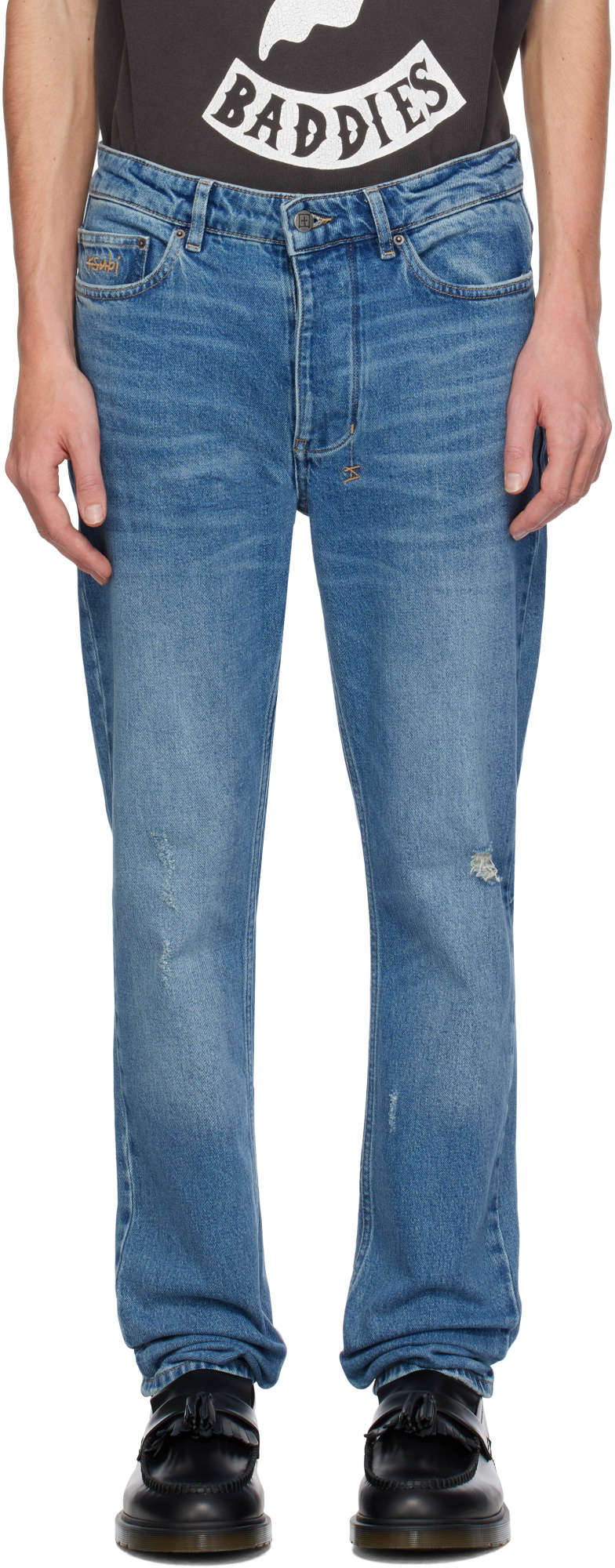Ksubi Denim Trousers With Belt Loops In Blue