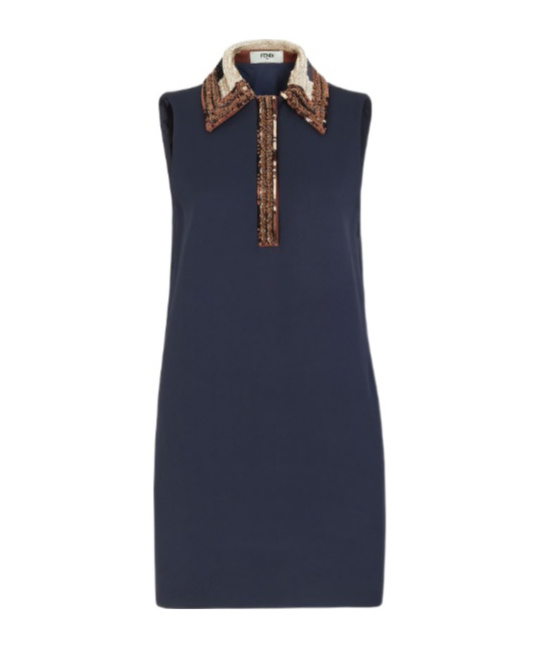 Fendi Sequin Embellished Sleeveless Mini Dress In Blue