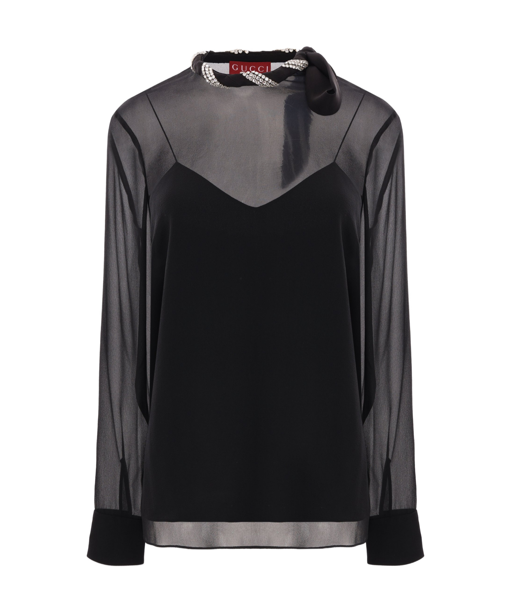 Shop Gucci Crystal-embellished Blouse In Black