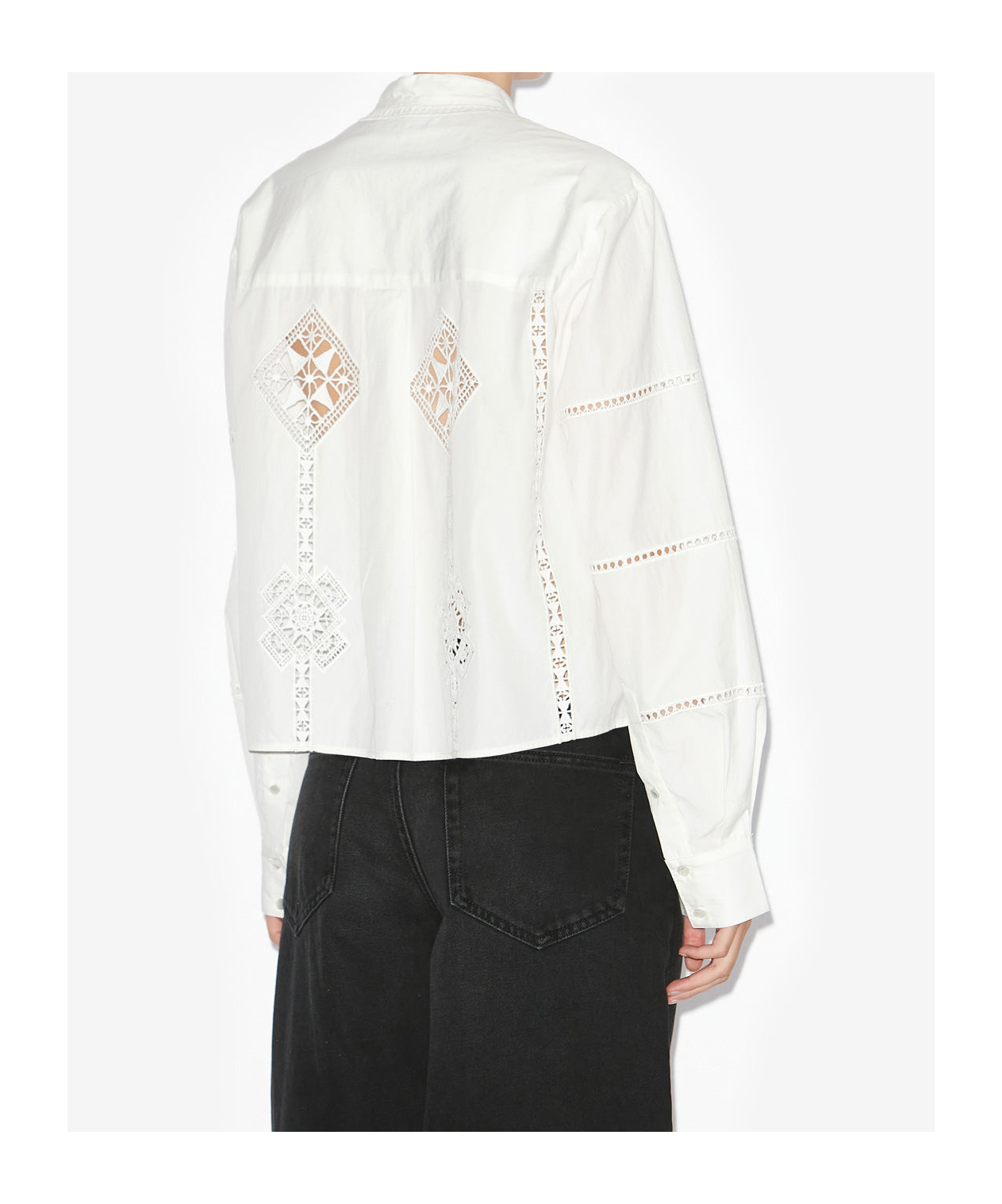 Isabel Marant Short Hollow Poplin Shirt In White