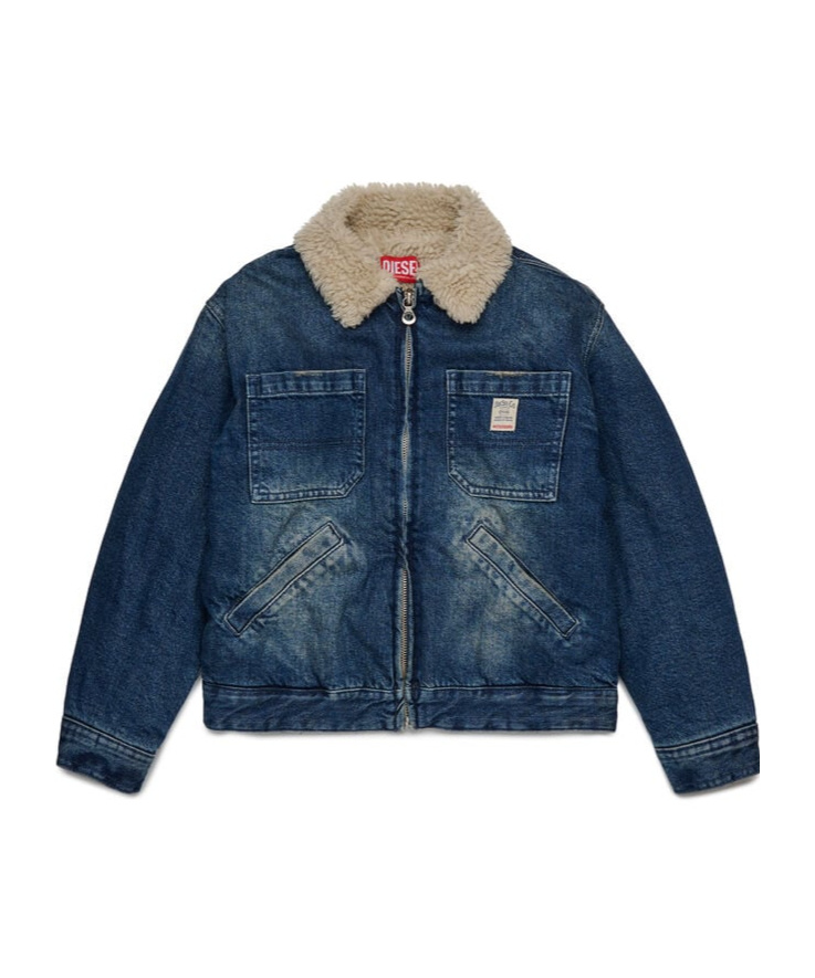 Diesel Jomox-fur Jacket In Blue