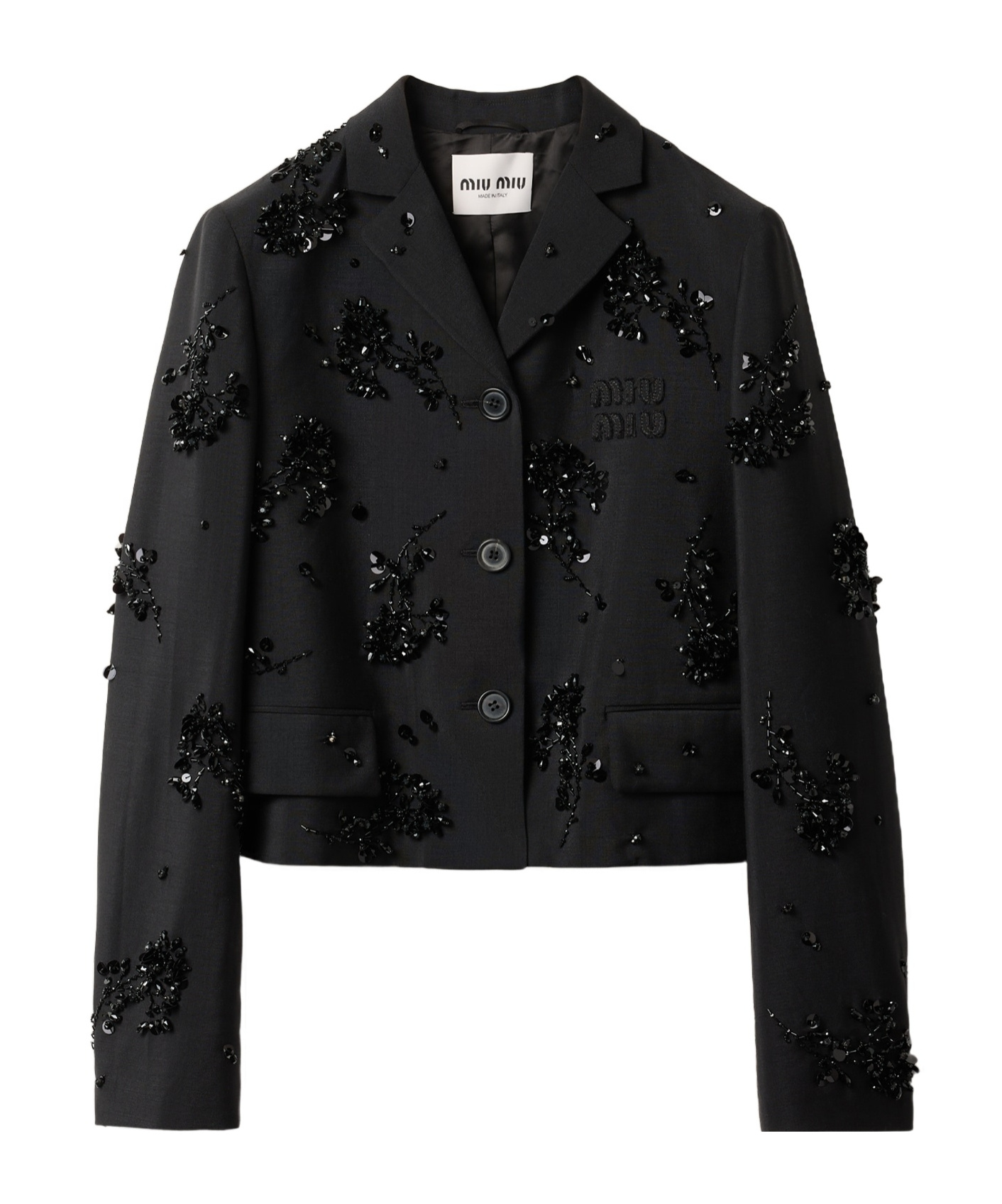 Miu Miu Single-row Wool Jacket In Black
