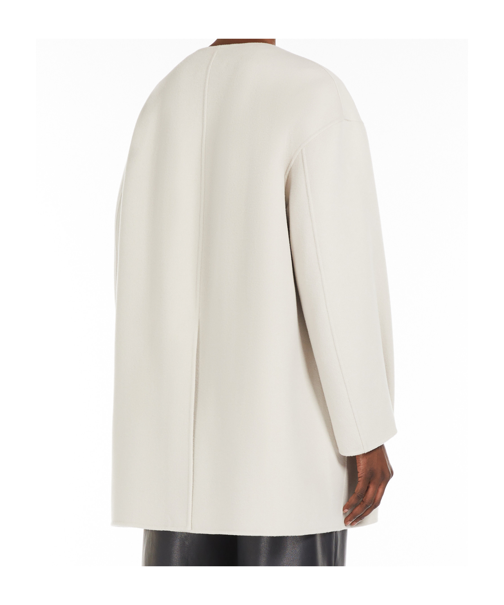 Max Mara Wool Cocoon-shaped Medium And Long Coat In Pearl Grey