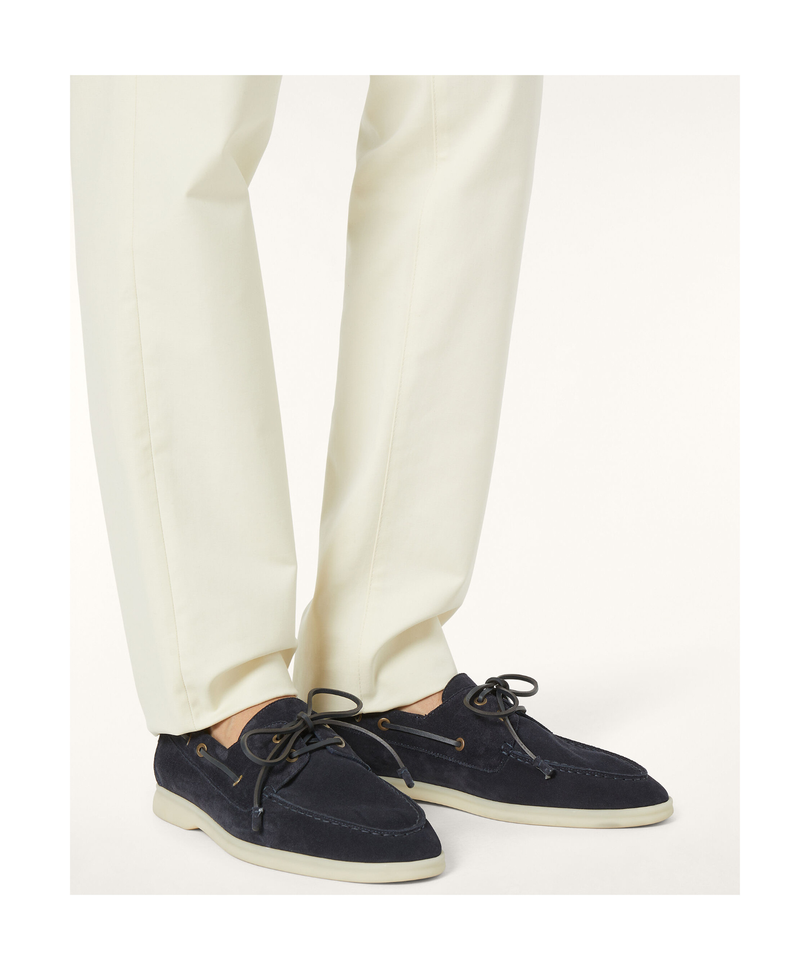 Loro Piana Suede Loafers With Rubber Sole And Metal Eyelets In Blue